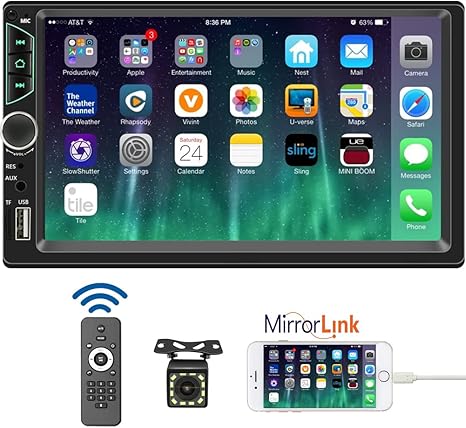 Leadfan 7inch Car Stereo Double Din Radio Touchscreen with Backup Camera